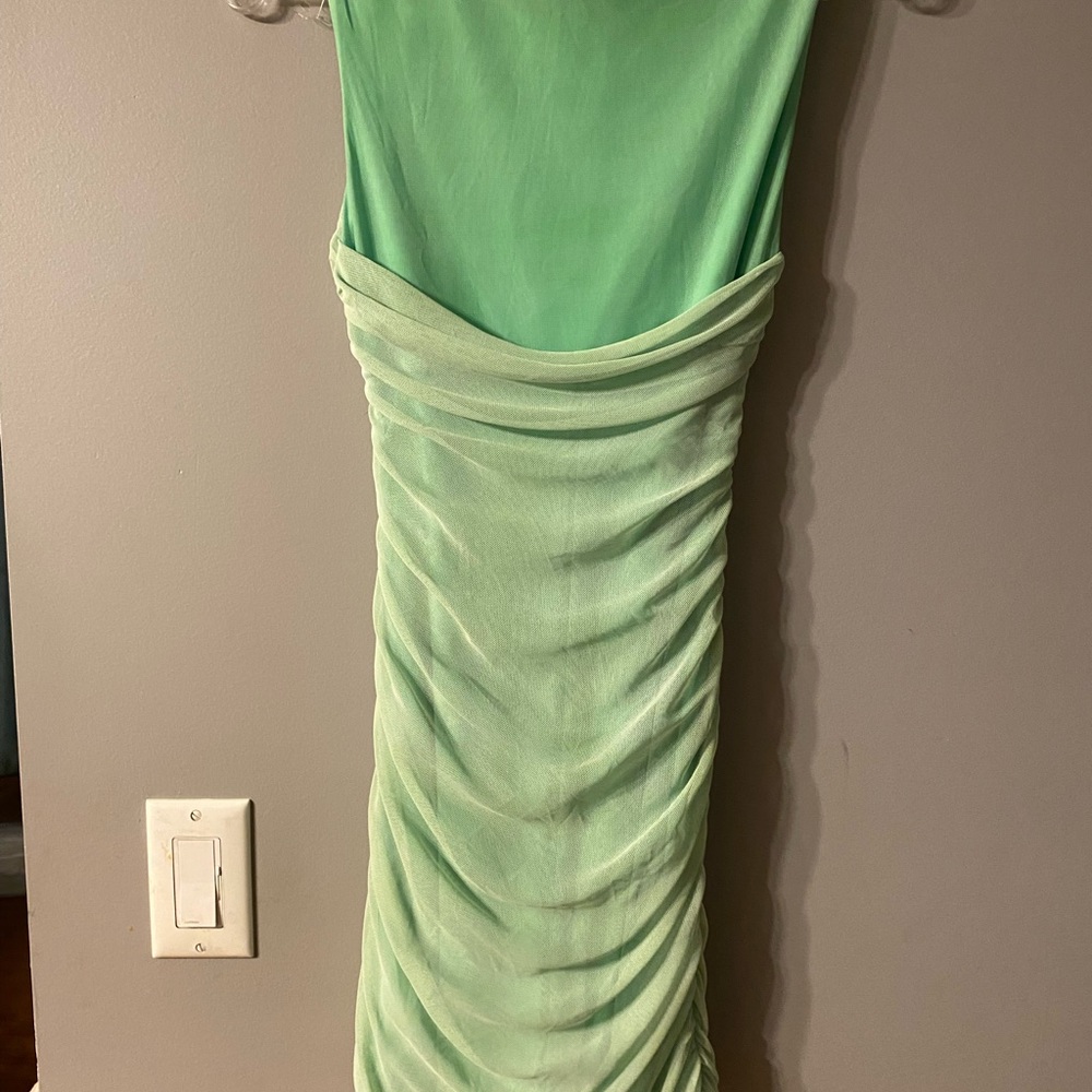 NWT Zara dress us med Green Party/cocktail mesh overlay NWT made in Romania - Picture 8 of 15